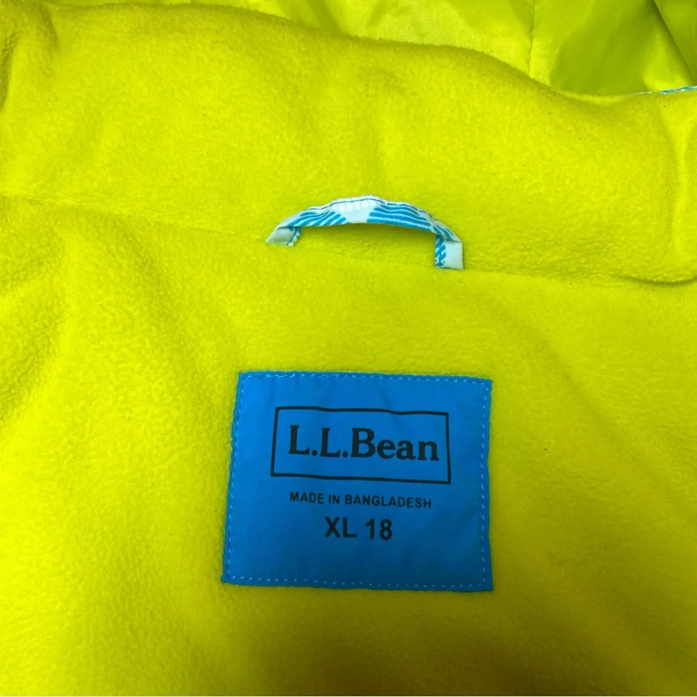 LL Bean Insulated Winter Ski Blue Youth Girls Hooded Full Zip Jacket XL 18